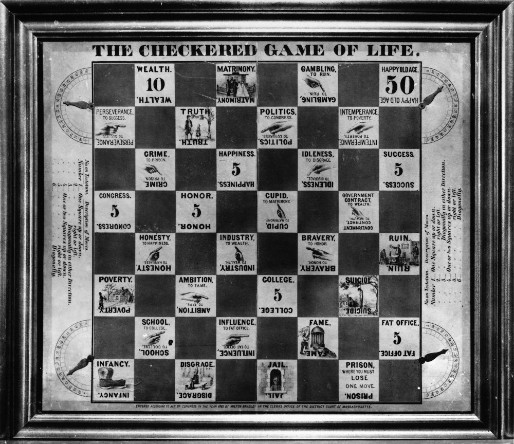 Amazon Board Game Life 1863 Nthe Checkered Game Of Life A Milton Bradley Board Game From 1863 Poster Print By 18 X 24 Posters Prints