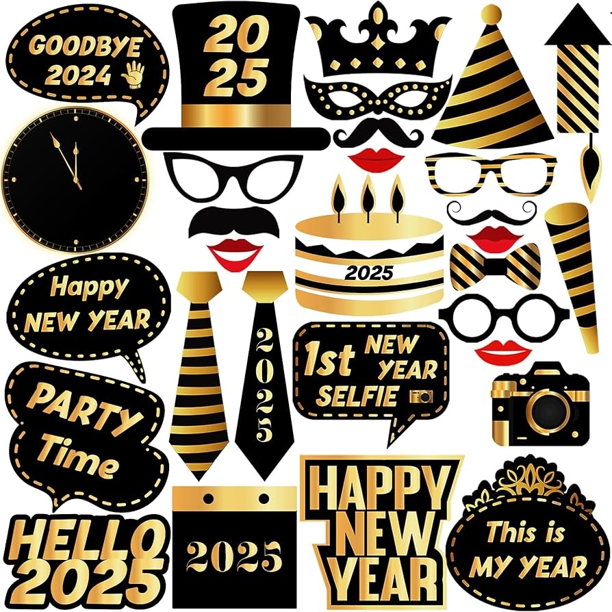 Amazon KatchOn New Years Eve Photo Booth Props 2025 New Year Photo Booth Props 2025 New Years Eve Party Supplies 2025 Happy New Year Decorations 2025 Props New
