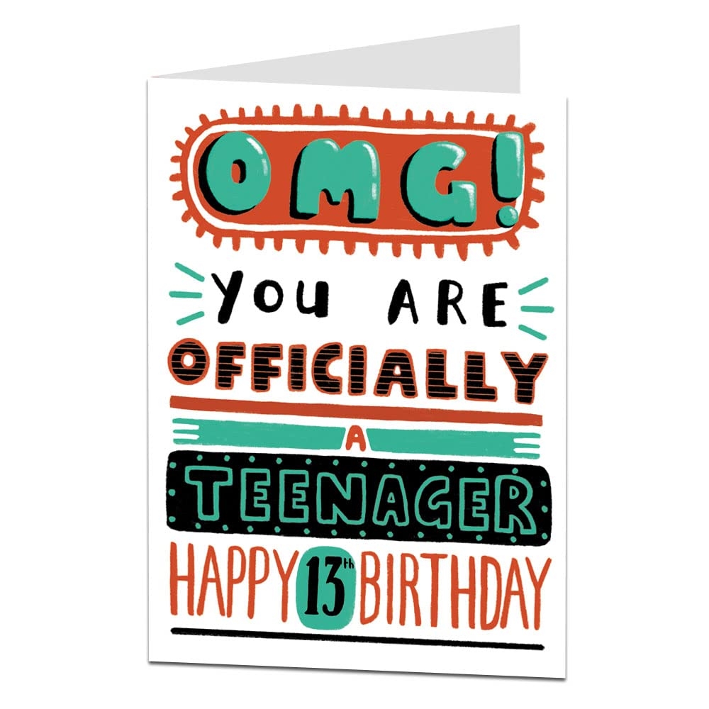 Amazon LimaLima Funny 13th Birthday Card For Girl Or Boy OMG 13 Today Officially A Teenager Perfect For Son Daughter Grandson Granddaughter Niece Nephew Office Products