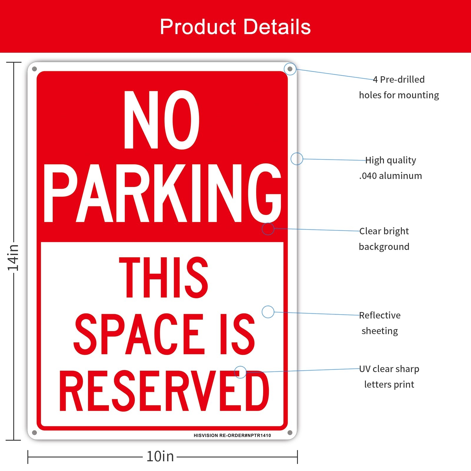 Amazon No Parking Sign This Space Is Reserved Sign 2 Pack 14 X 10 Engineering Grade Rust Free Reflective Aluminum UV Protected Fade Resistant Weatherproof Easy To Mount Patio Lawn Garden