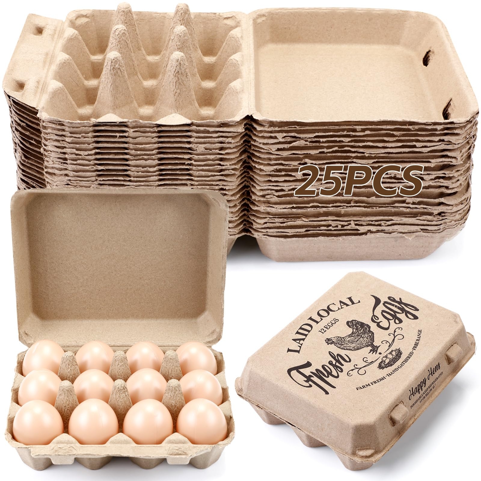 Amazon Zhanmai 25 Pcs Natural Paper Pulp Egg Cartons Blank Bulk 12 Count Dozen Vintage Classical 3 X 4 Style Square Chicken Cardboard Egg Tray For Family Farm Market Storing Home Kitchen