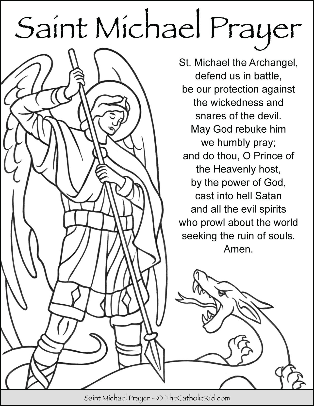 St Michael Prayer Card Printable