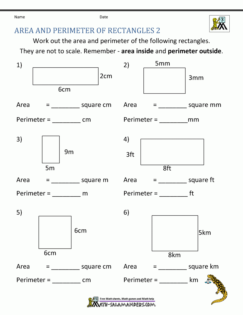3Rd Grade Perimeter Quiz Printable