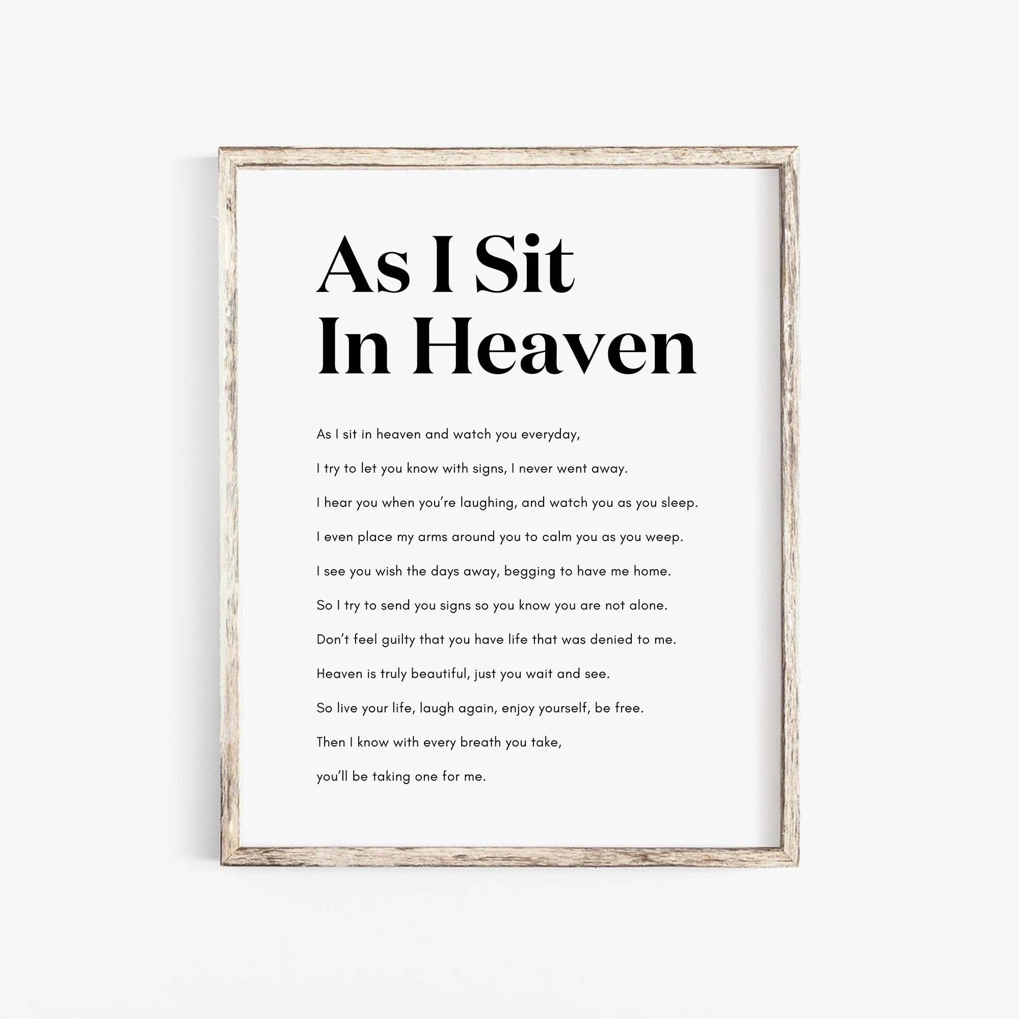 As I Sit In Heaven Printable