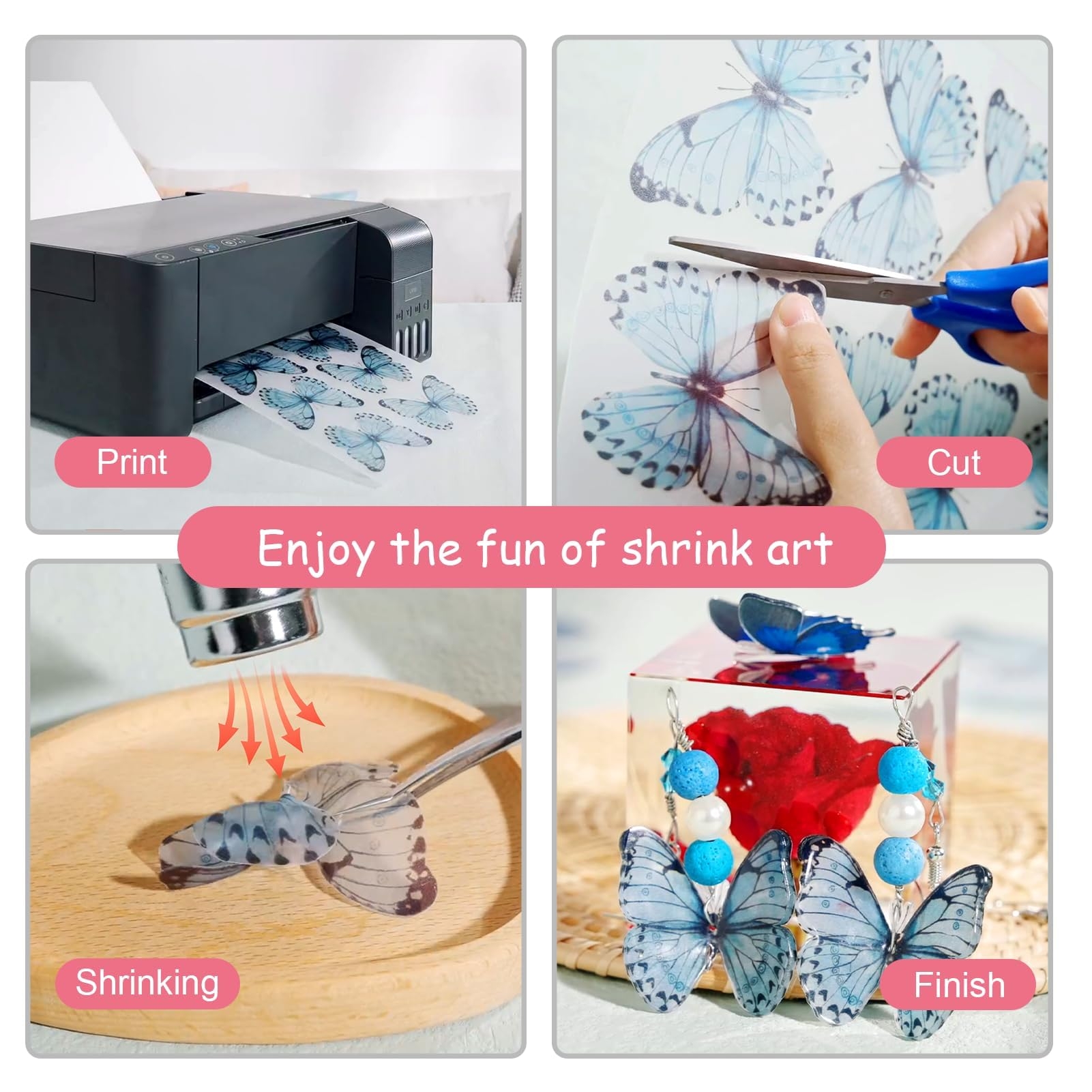Auihiay 8 Sheets Semitransparent Printable Shrink Plastic Shrink Film Papers For Inkjet Printer Kids DIY Craft Activity Christmas Ornament Mothers Day Gifts 11 6 X 8 3 Inch 29 5 X 21 Cm 