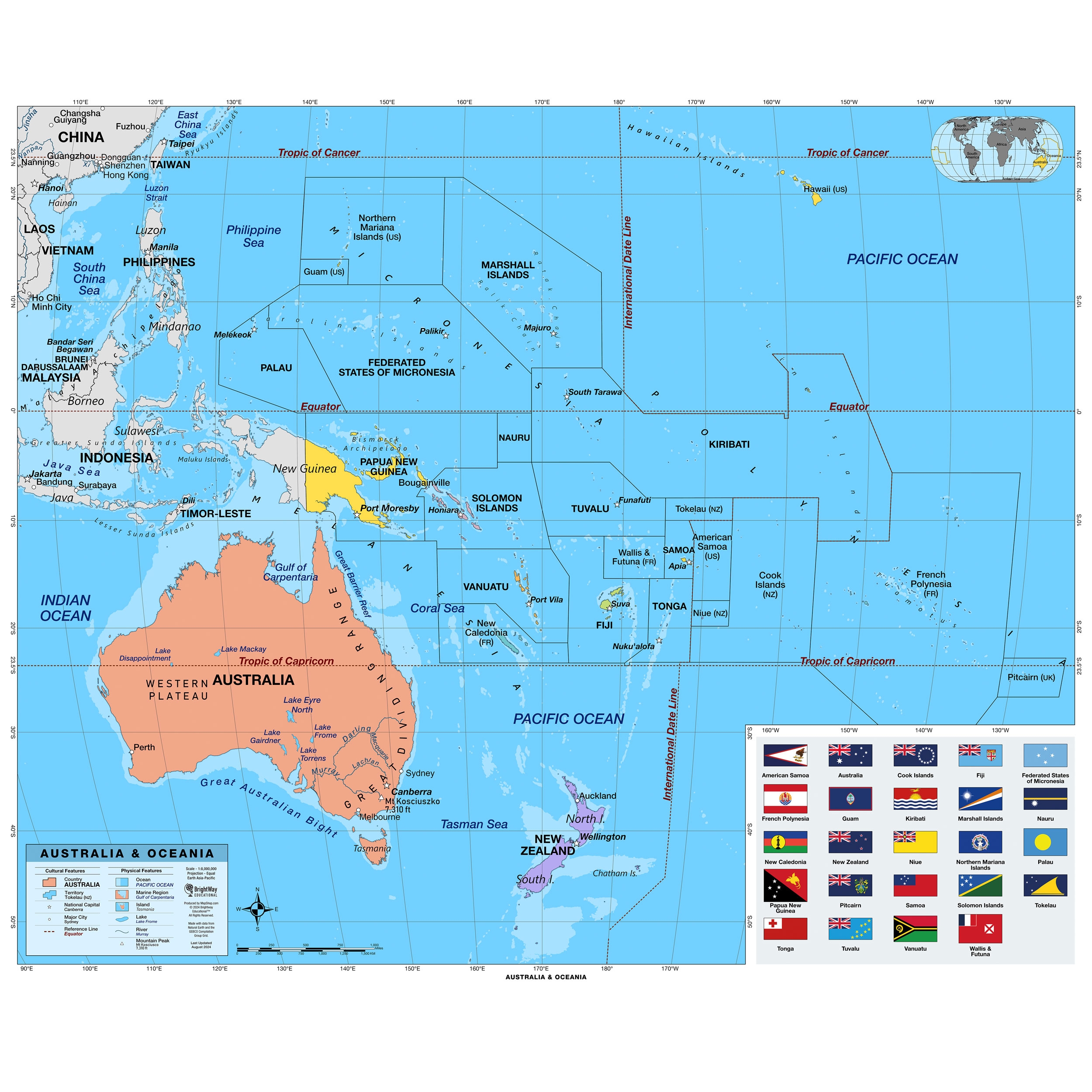 Australia Oceania Primary Classroom Wall Map By BrightWay Educational The Map Shop