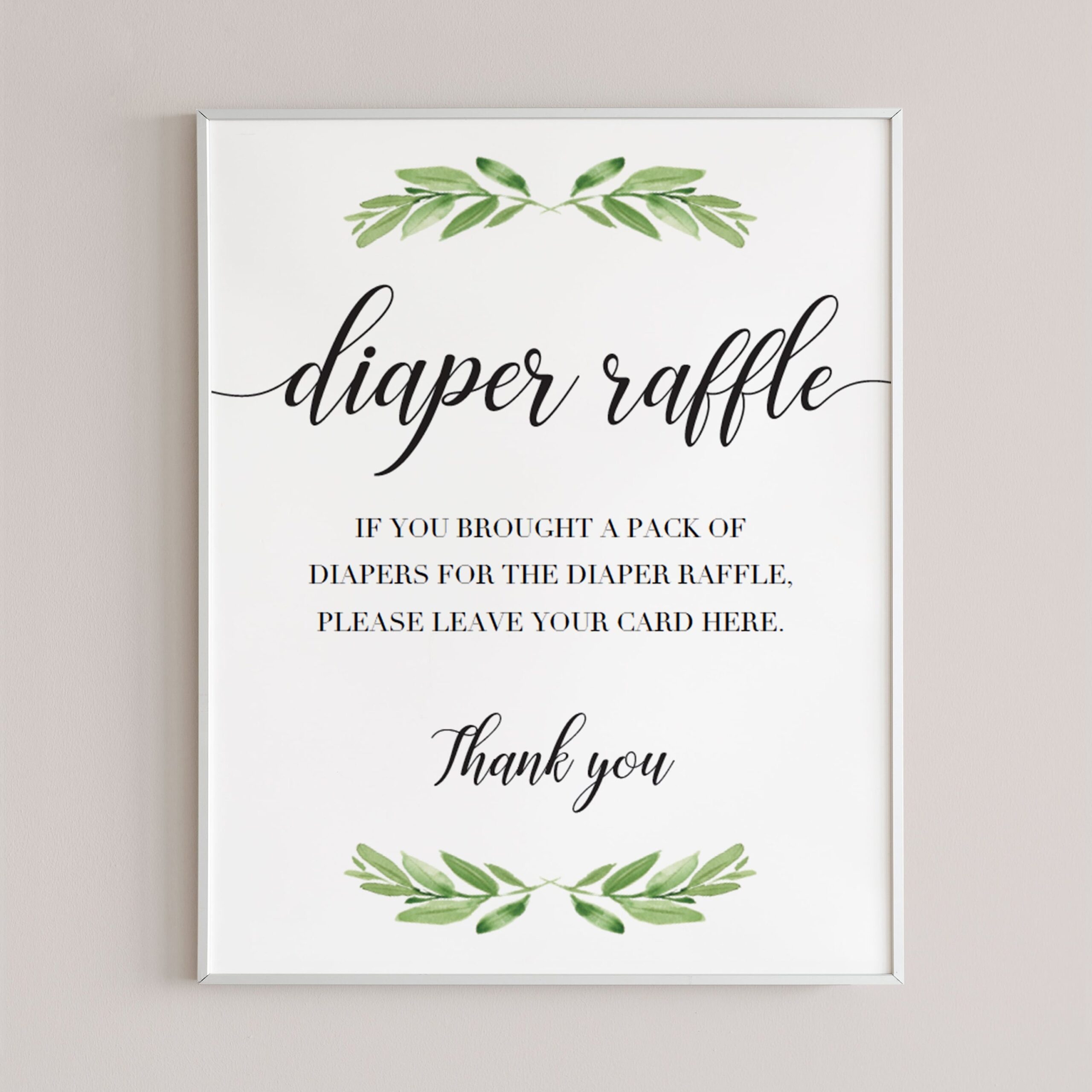 Baby Shower Diaper Raffle Sign Greenery Baby Shower Signs Printable Nature Baby Shower Decorations Baby Shower Games Signs Table Signs GL1 Etsy