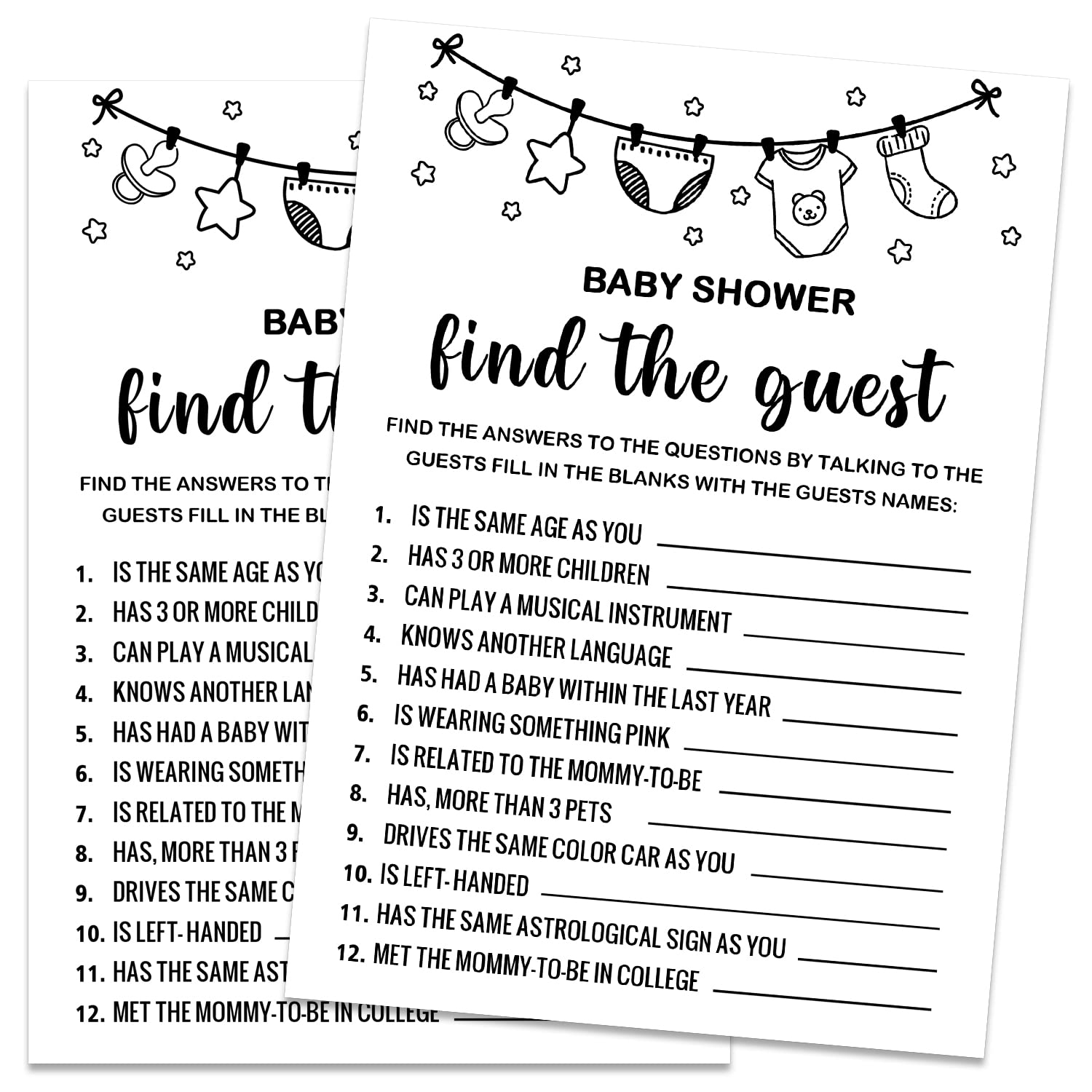 Baby Shower Games Find The Guest Baby Shower Game Gender Reveal Party Supplies Baby Shower Decorations Baby Shower Games And Activities 30 Playing Cards Included Amazon de Everything Else