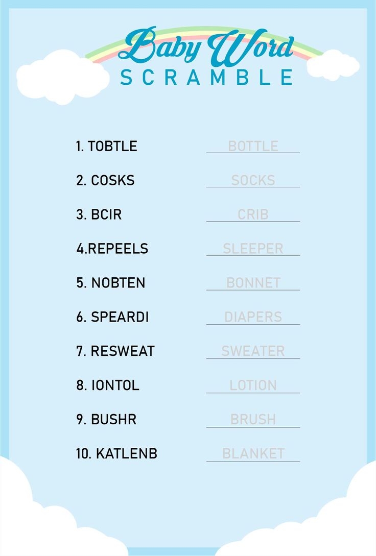 Baby Shower Games With Answers 10 Free PDF Printables Printablee