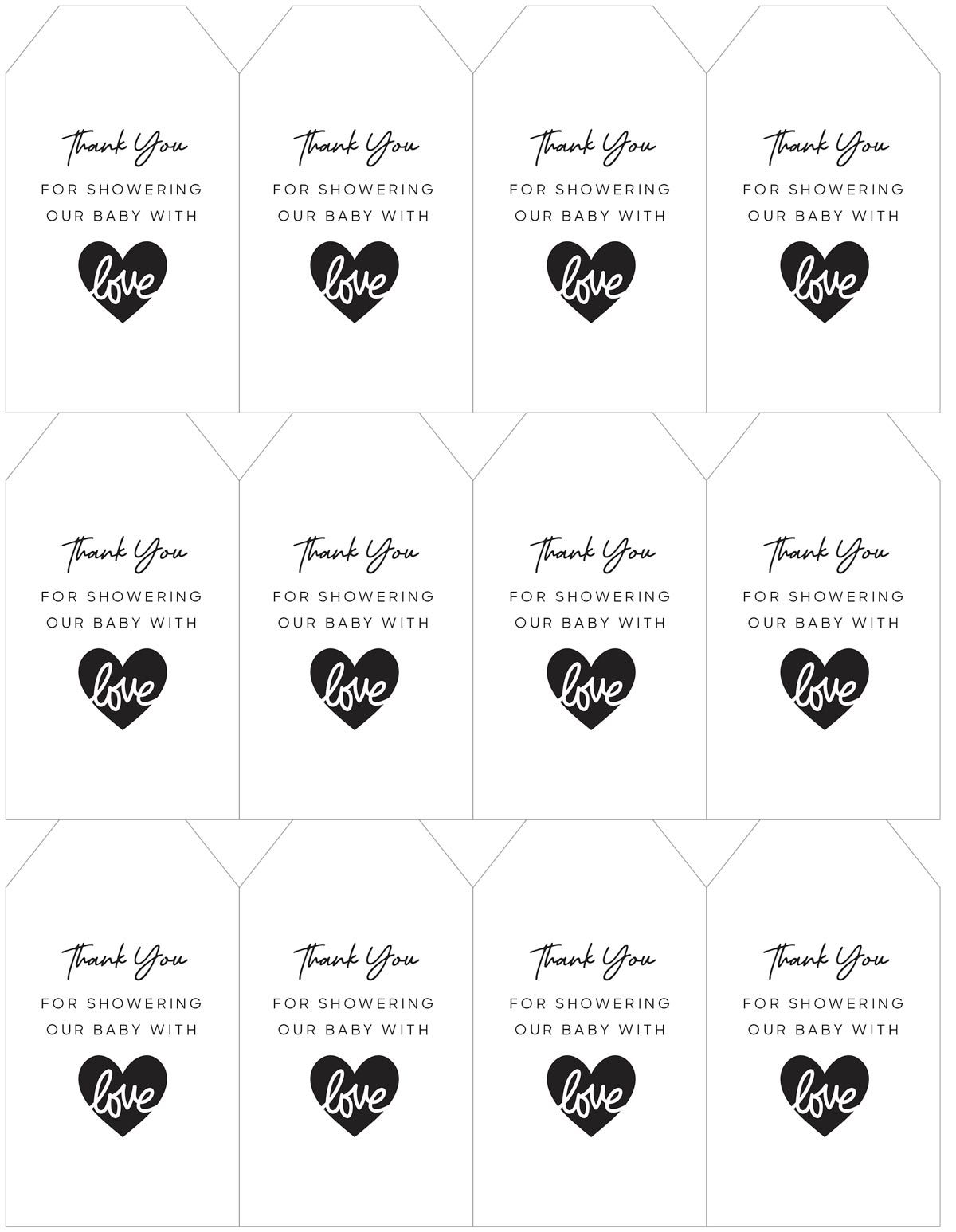 Free Printable Baby Shower Thank You Tags