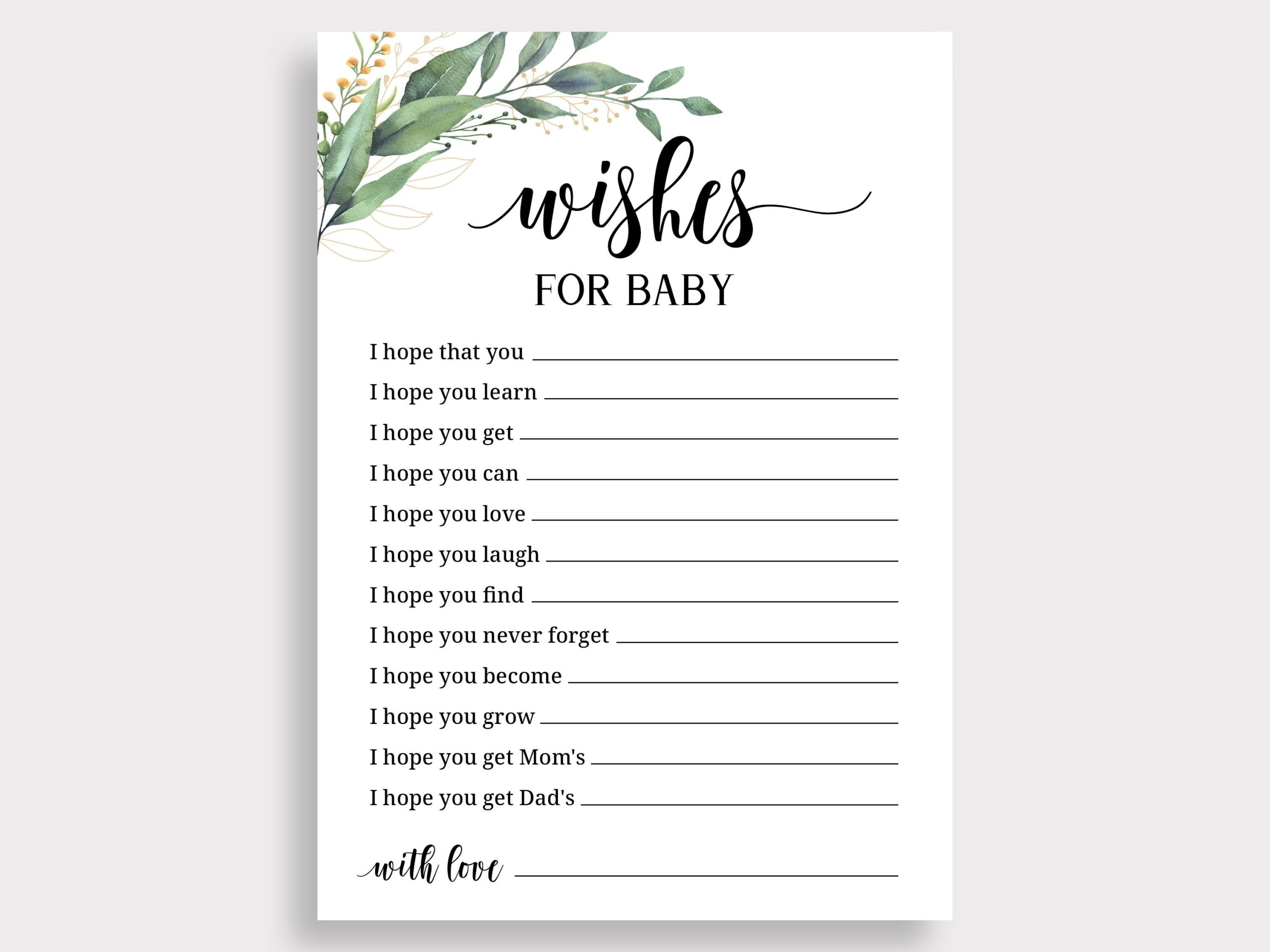 Wishes For Baby Printable Free