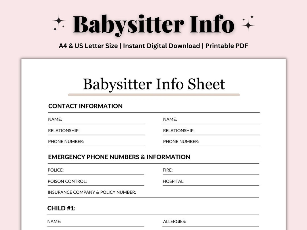 Printable Emergency Contact List For Babysitter