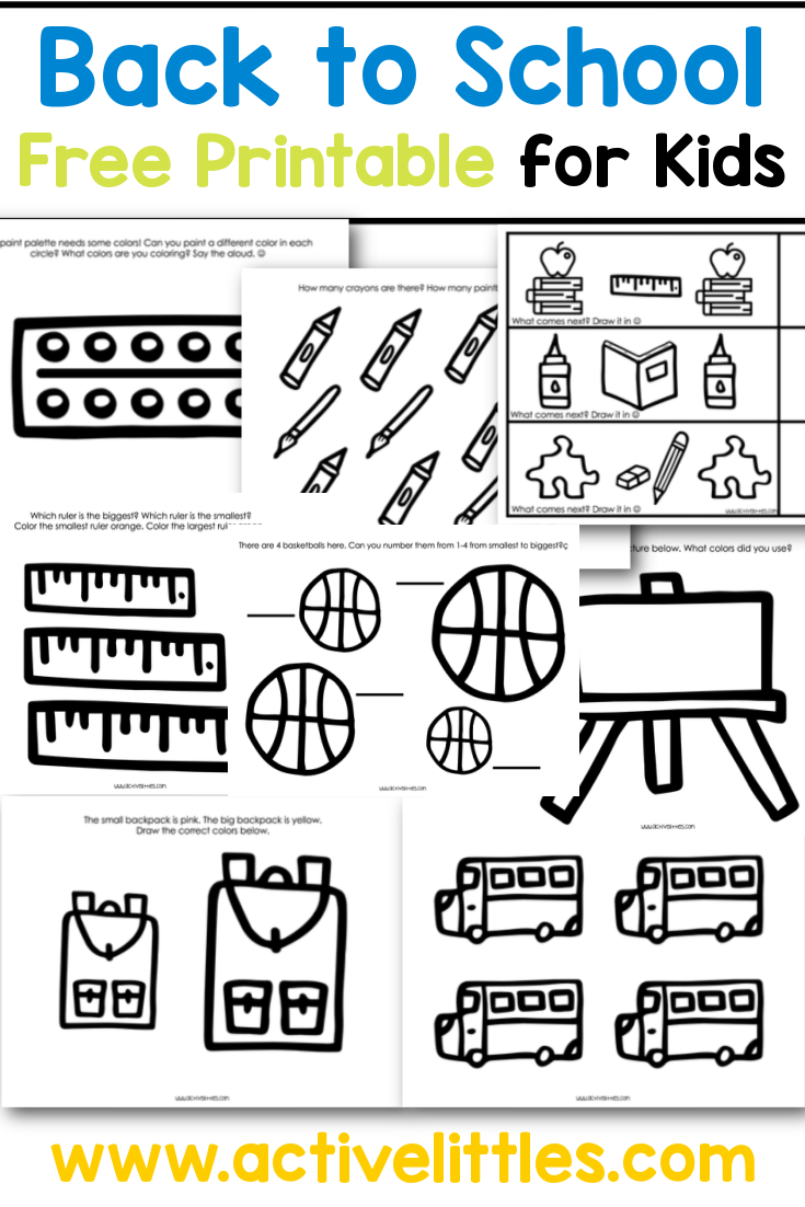 Back To School Free Worksheets Printable Active Littles