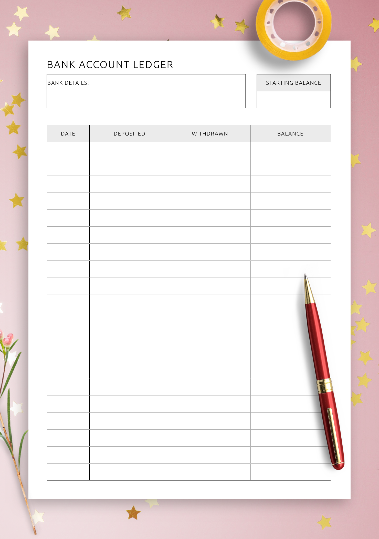 Free Printable Balance Sheet Ledger