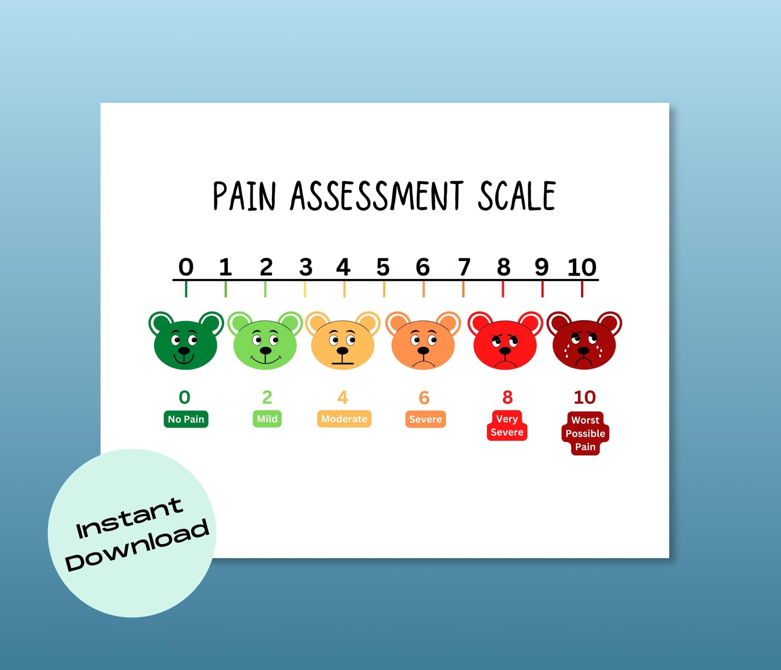 Printable Pain Scale Chart 1-10