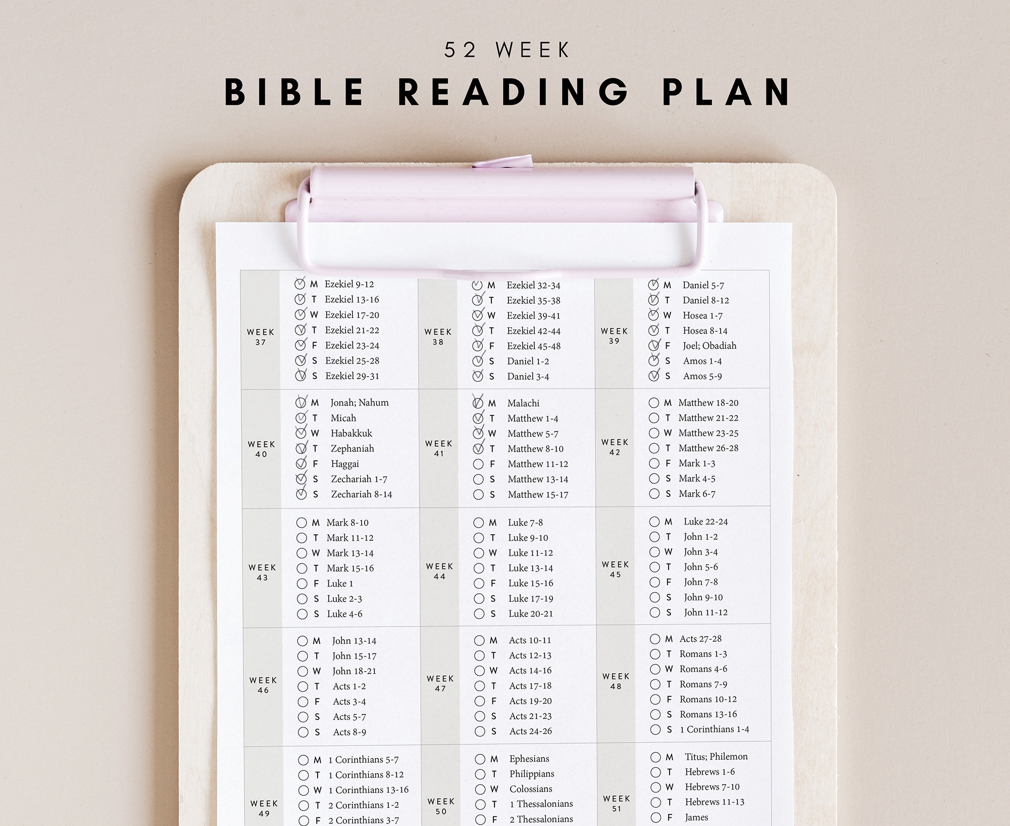 Bible Reading Plan 52 Week Bible Reading Plan 365 Days Bible Reading Weekly Bible Plan Digital Printable Etsy