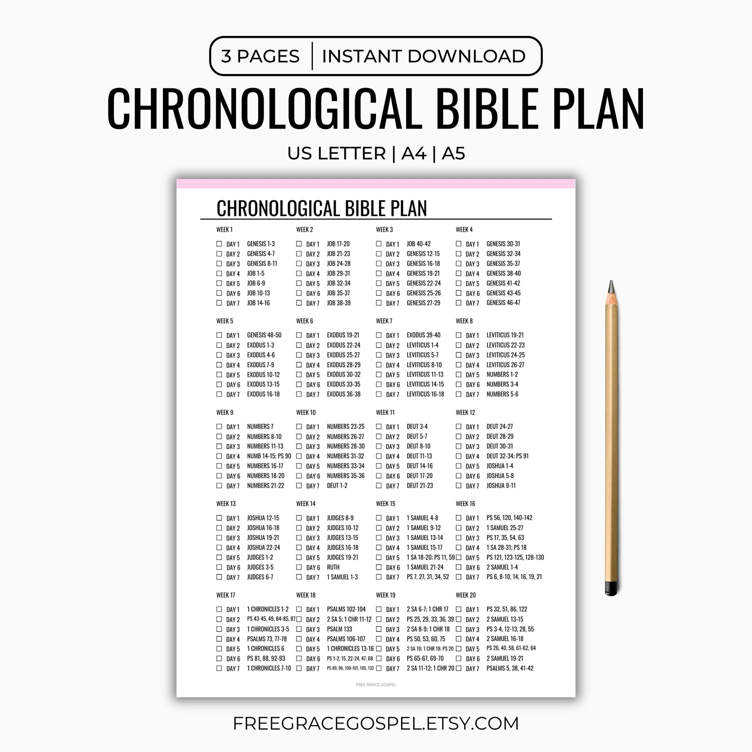 Bible Reading Plan Printable 2025 Chronological Bible Reading Plan 1 Year Bible Plan Read The Bible In A Year Bible Tracker Etsy