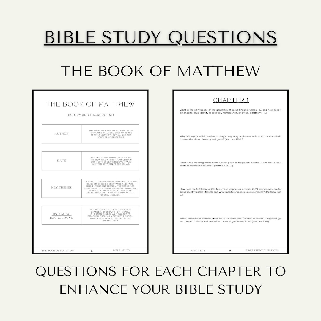 Bible Study Of Matthew Bible Study Questions Bible Study Printable Bible Study Guide Bible Study Goodnotes Bible Study Tools Etsy