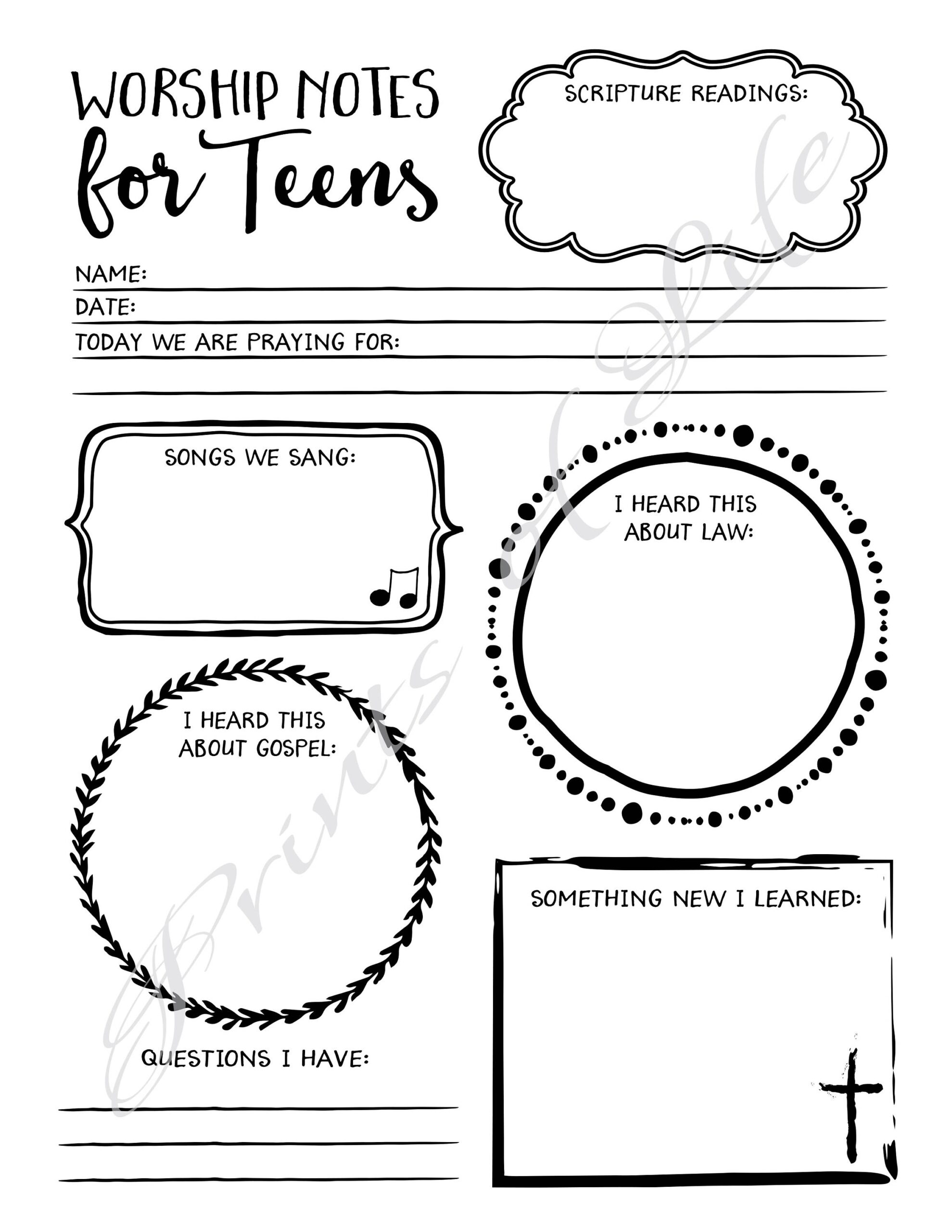 Bible Study Set For Teens Worship Prayer Notes Bookmarks Instant Download Printable Sermon Planner Kit Boys Girls Youth Kids Etsy