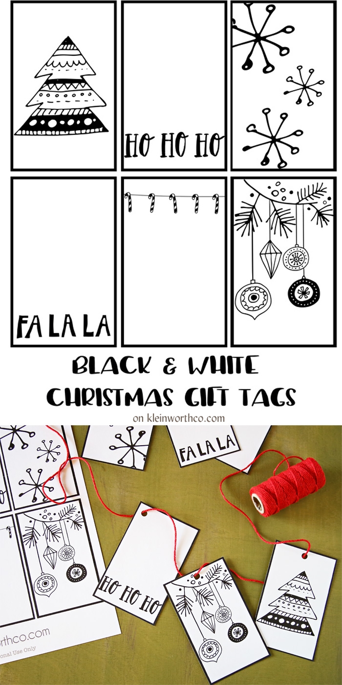 Christmas Printable Tags Black And White