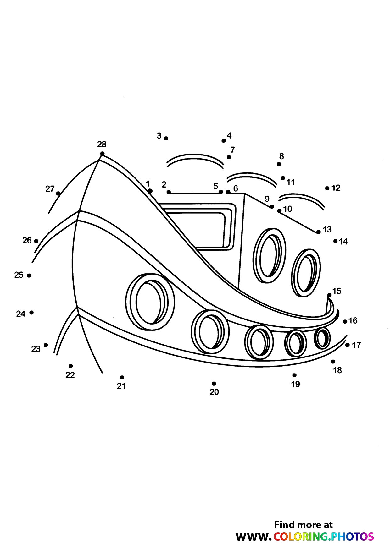 Boat Dot The Dots Coloring Pages For Kids