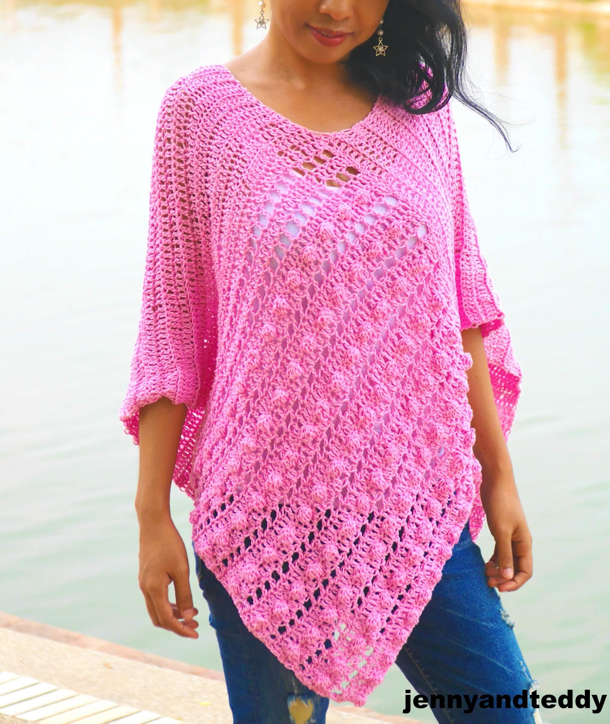 Bobble Stitch Crochet Poncho Pattern Jenny Teddy