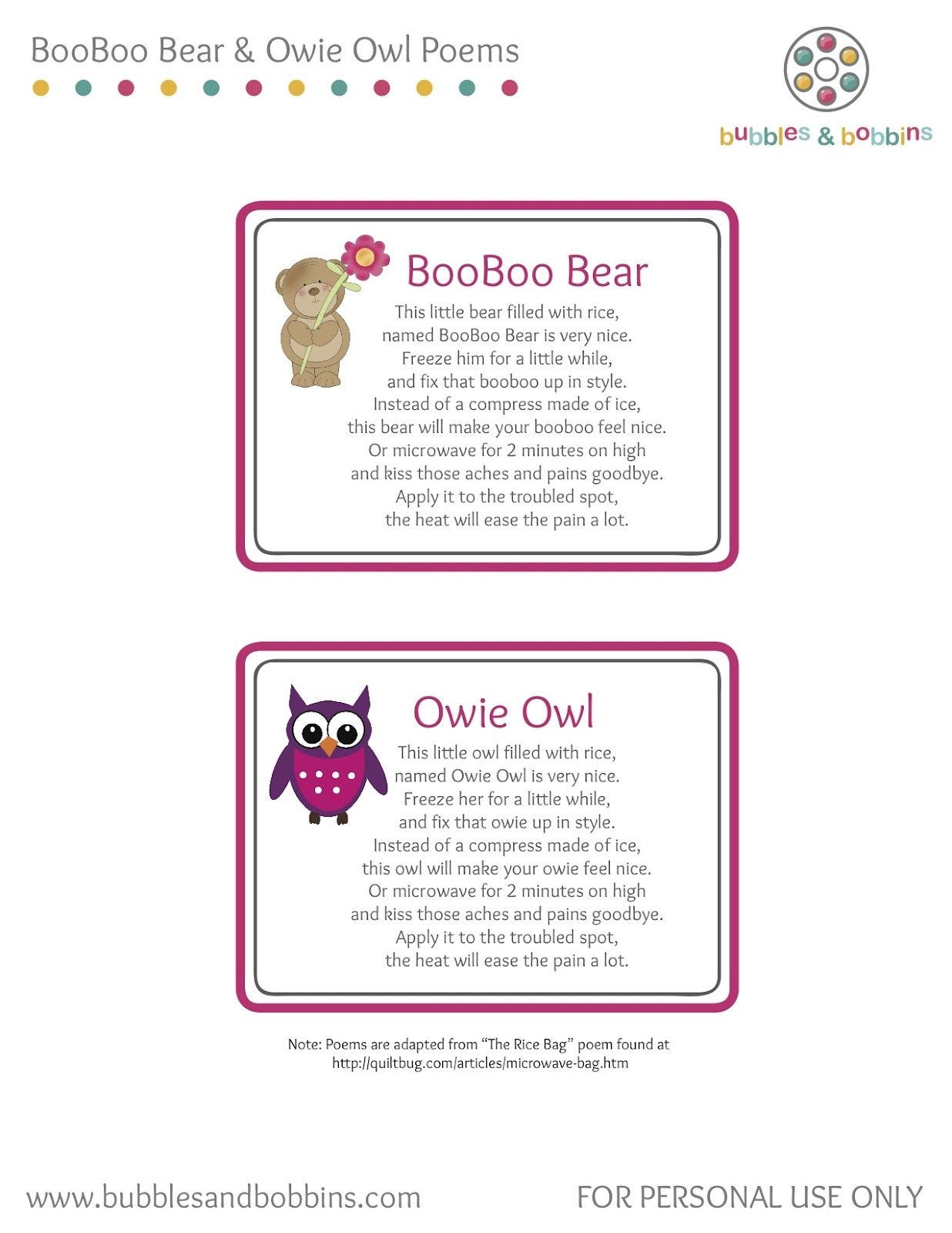 Boo Boo Bunny Poem Printable Printable Templates