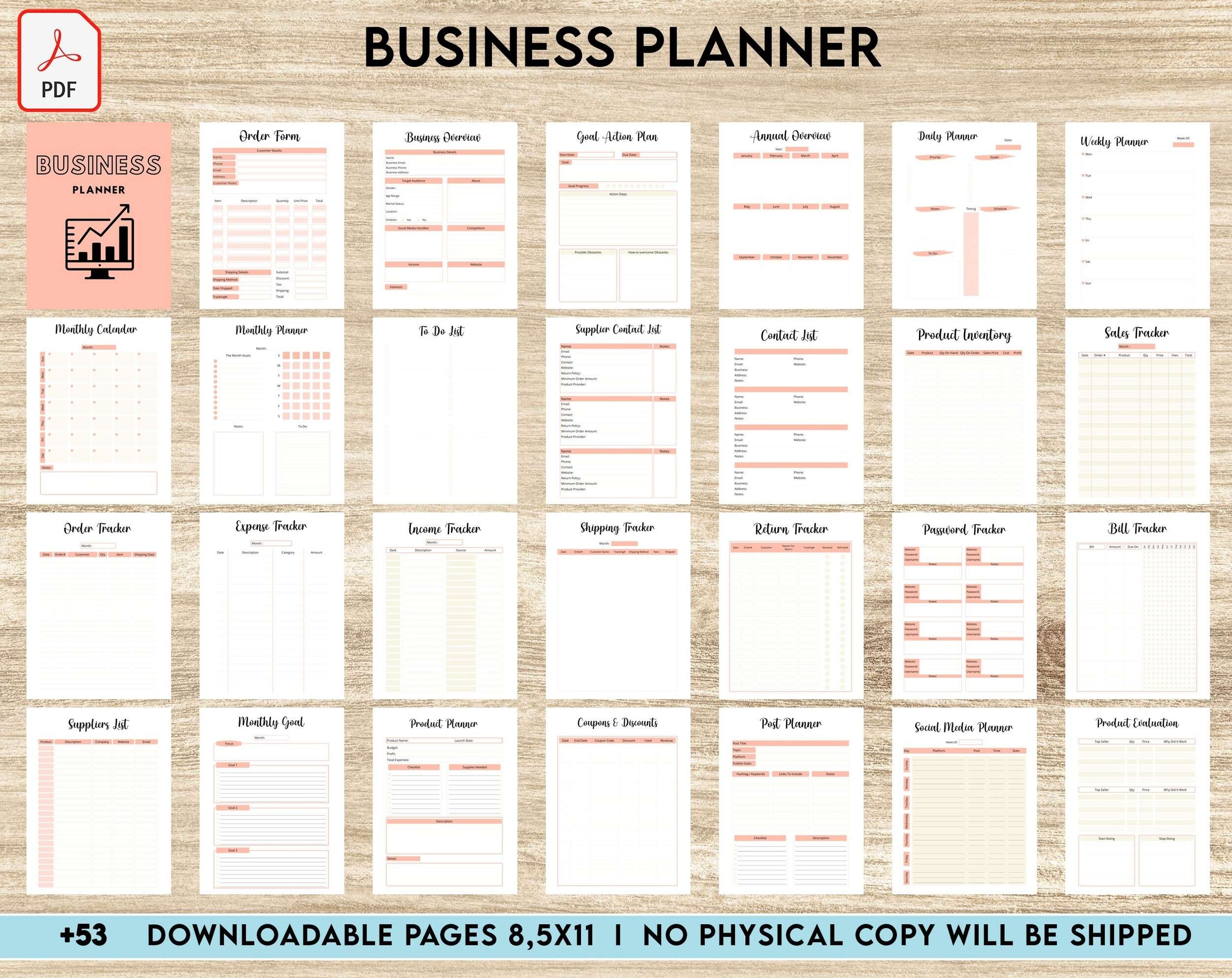 Business Planner Small Business Plan Online Business Planner Business Planner Sheets PDF Printable 8 5x11 A4 Size Planners Weekly