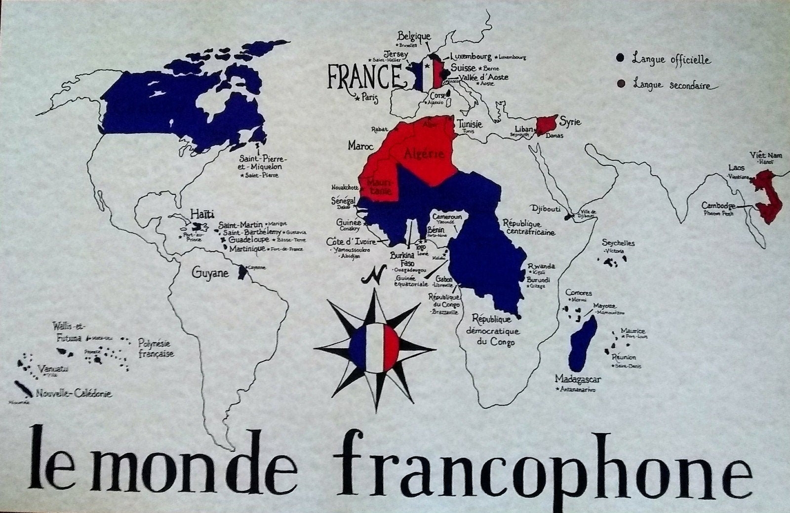 Buy French speaking World Map Online In India Etsy