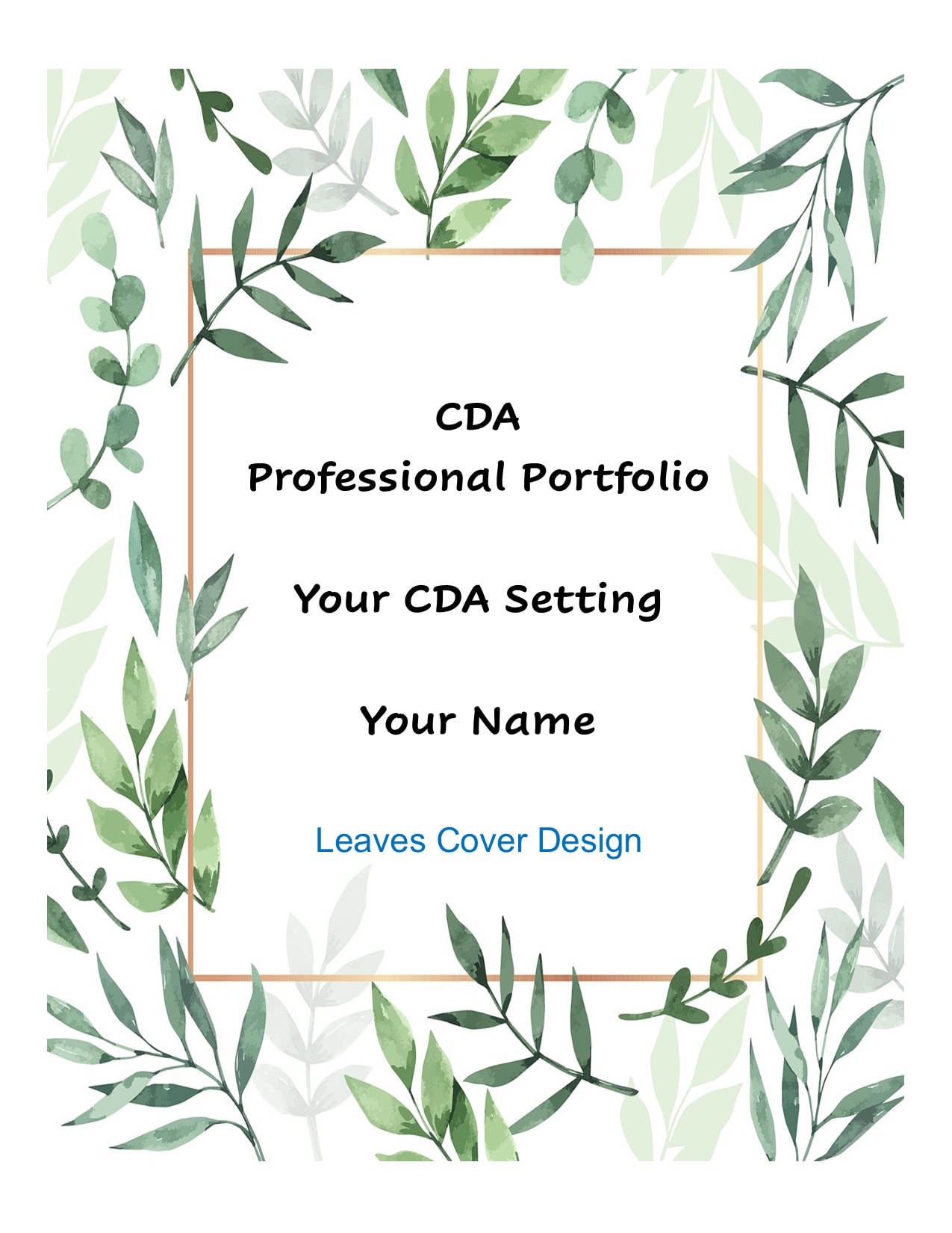 My Cda Professional Portfolio Cover Sheet Printable