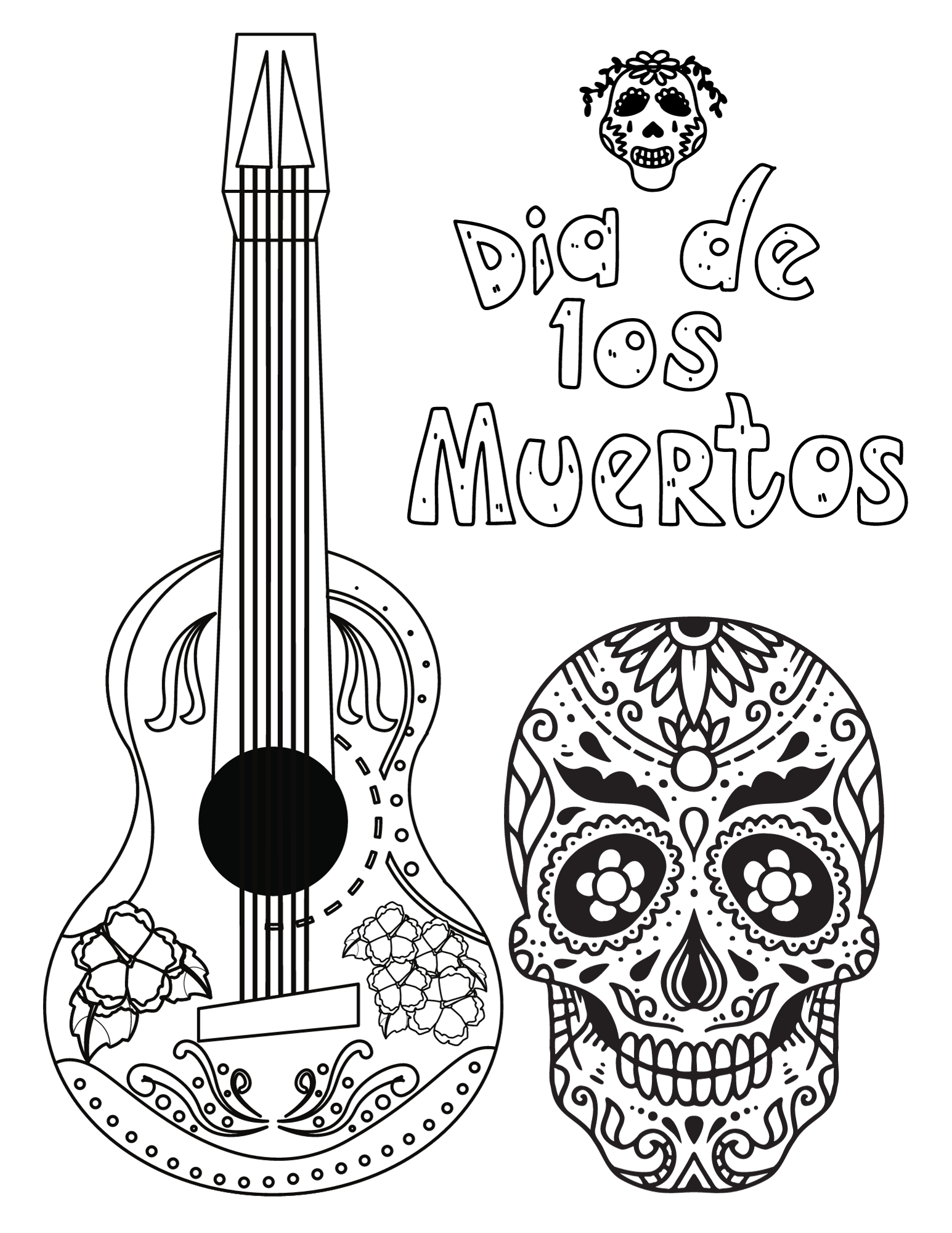 Day Of The Dead Printable Coloring Pages
