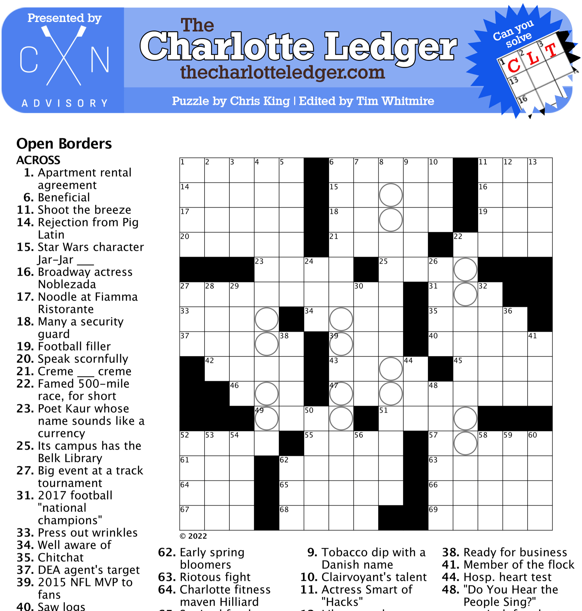 Printable Newspaper Crossword Puzzles For Free