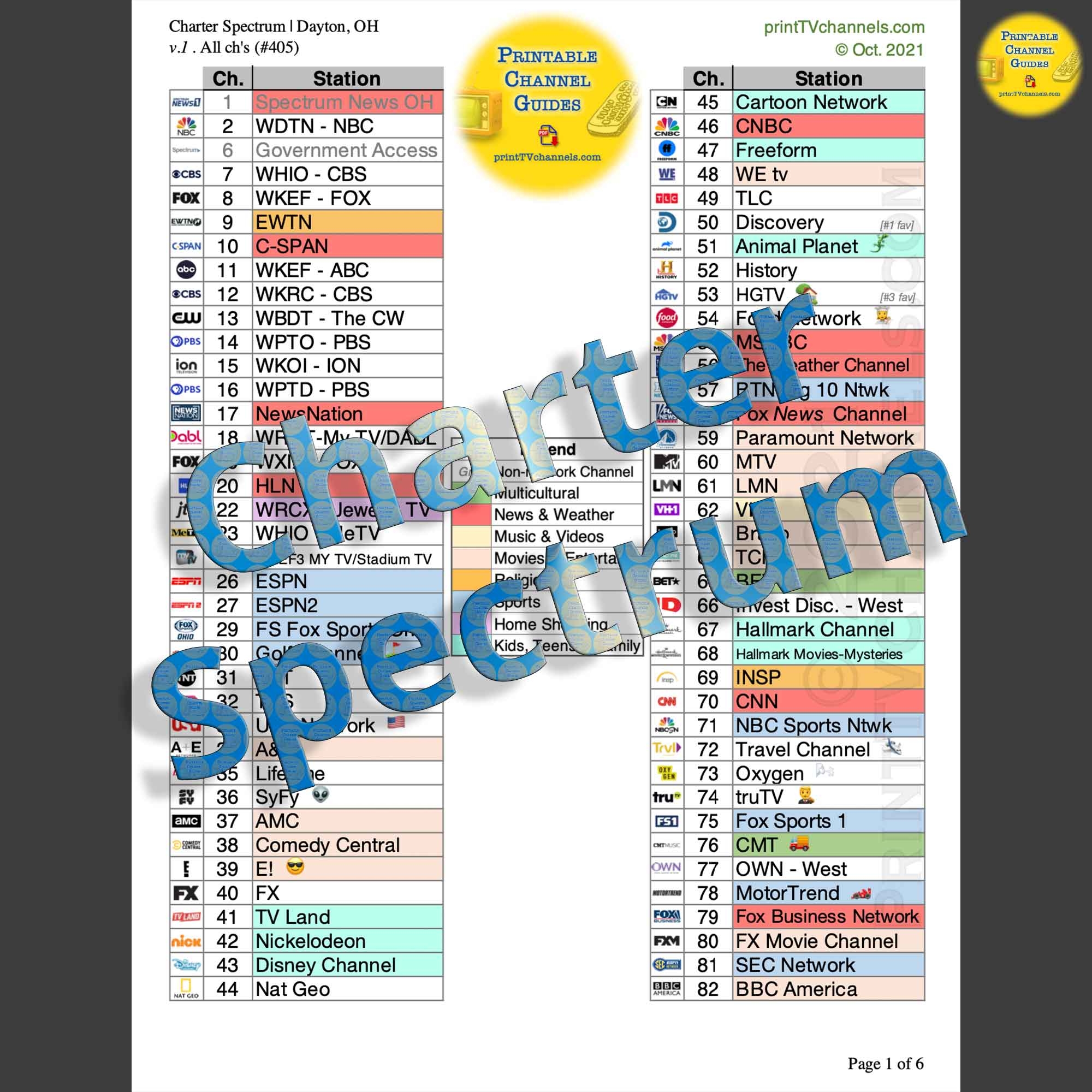 Spectrum Select Channel Lineup Printable