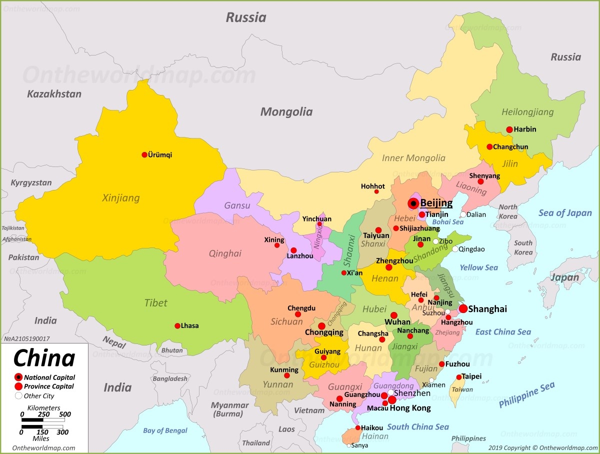 Printable Map Of China With Cities