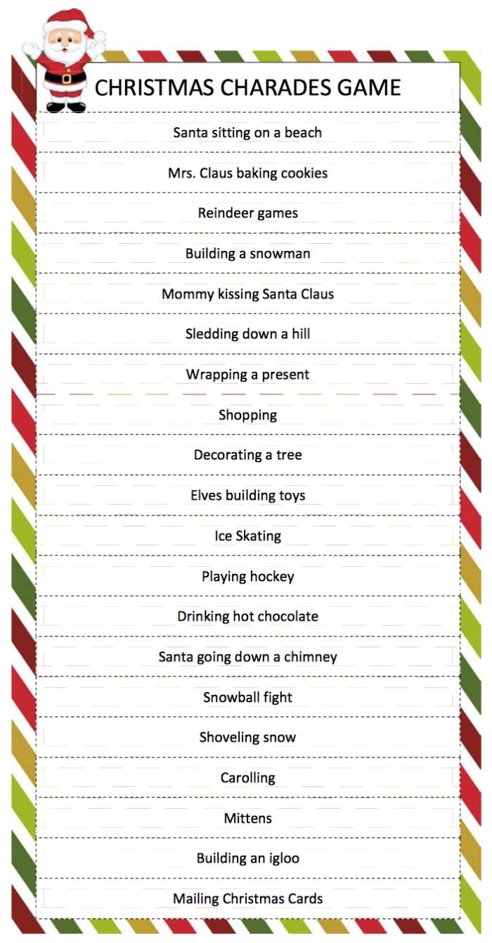 Christmas Charades Game Moms Munchkins