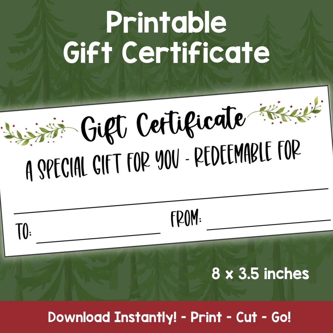 Christmas Gift Certificate Template Printable Gift Voucher Blank Gift Certificate For Gift For Kids Spouse Parents Or Grandparents Etsy