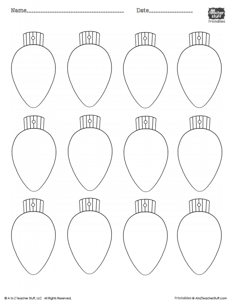 Printable Christmas Light Bulb Template