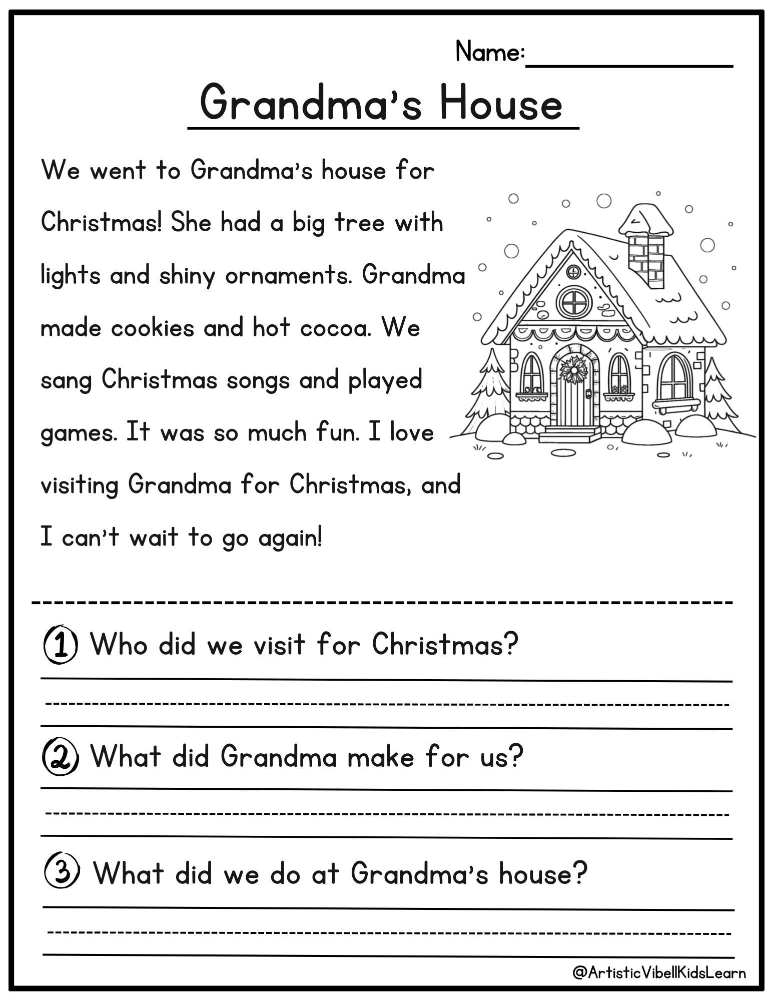 Free Christmas Comprehension Worksheets Printables