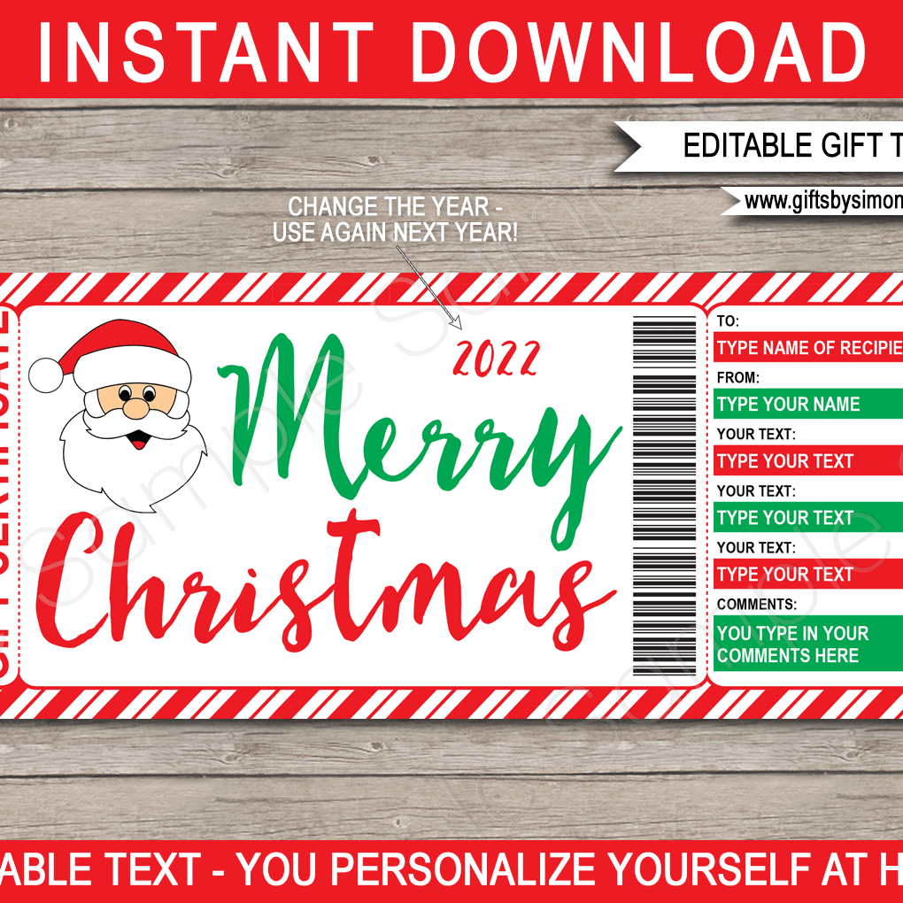 Christmas Santa Gift Certificate Template Printable Gift Vouchers For Kids