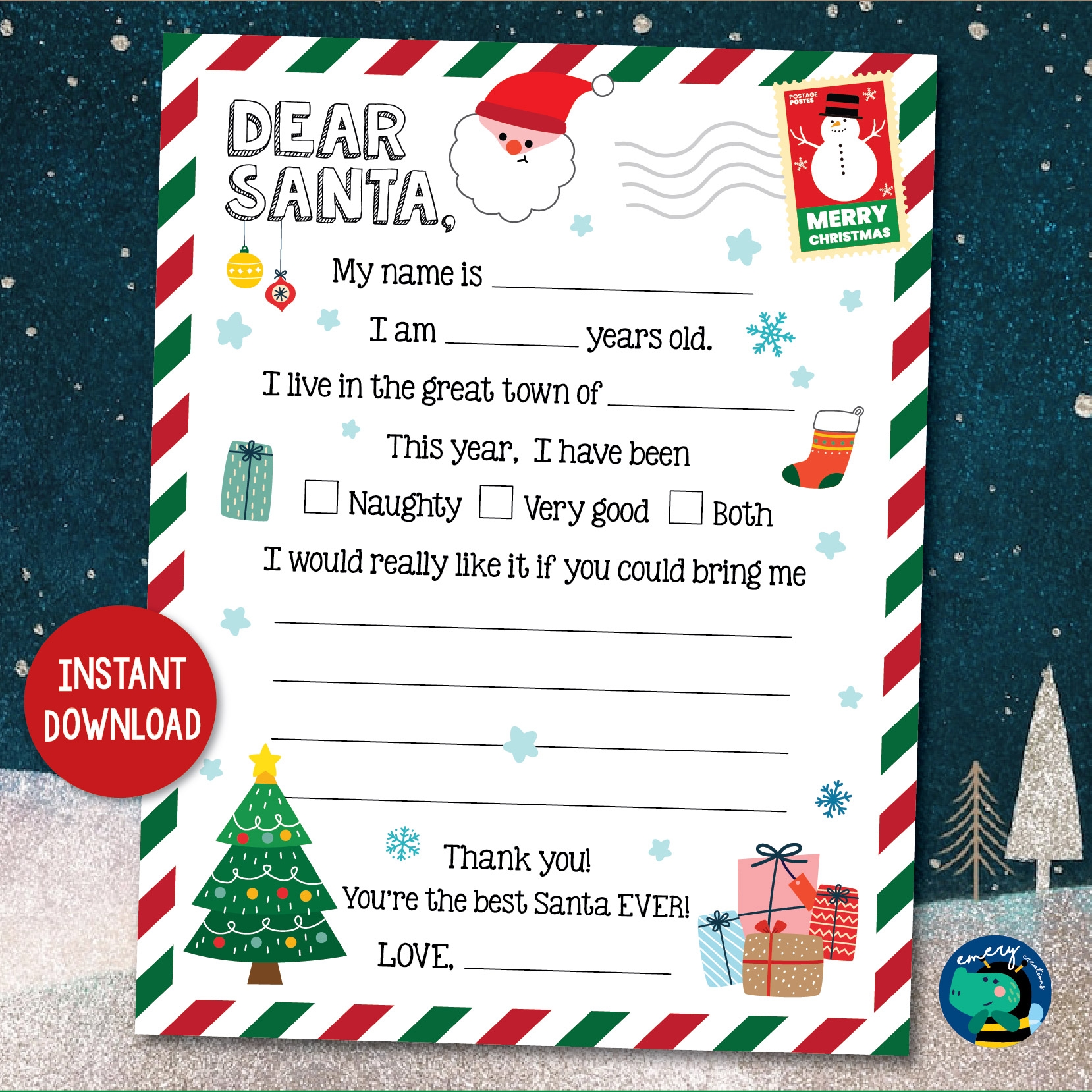 Christmas List For Santa Printable