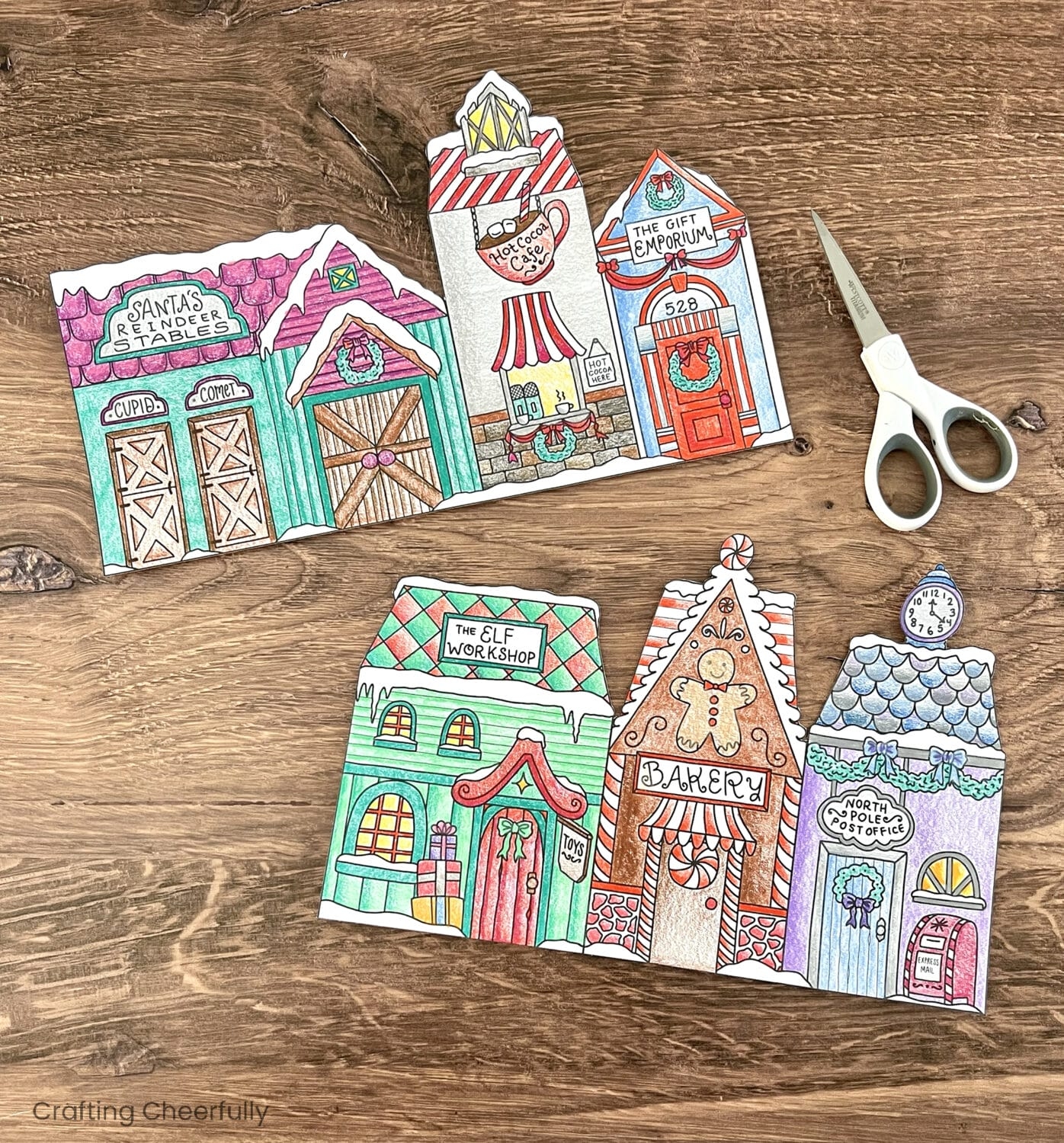 Color Your Own Christmas Village Free Printable Coloring Pages Crafting Cheerfully