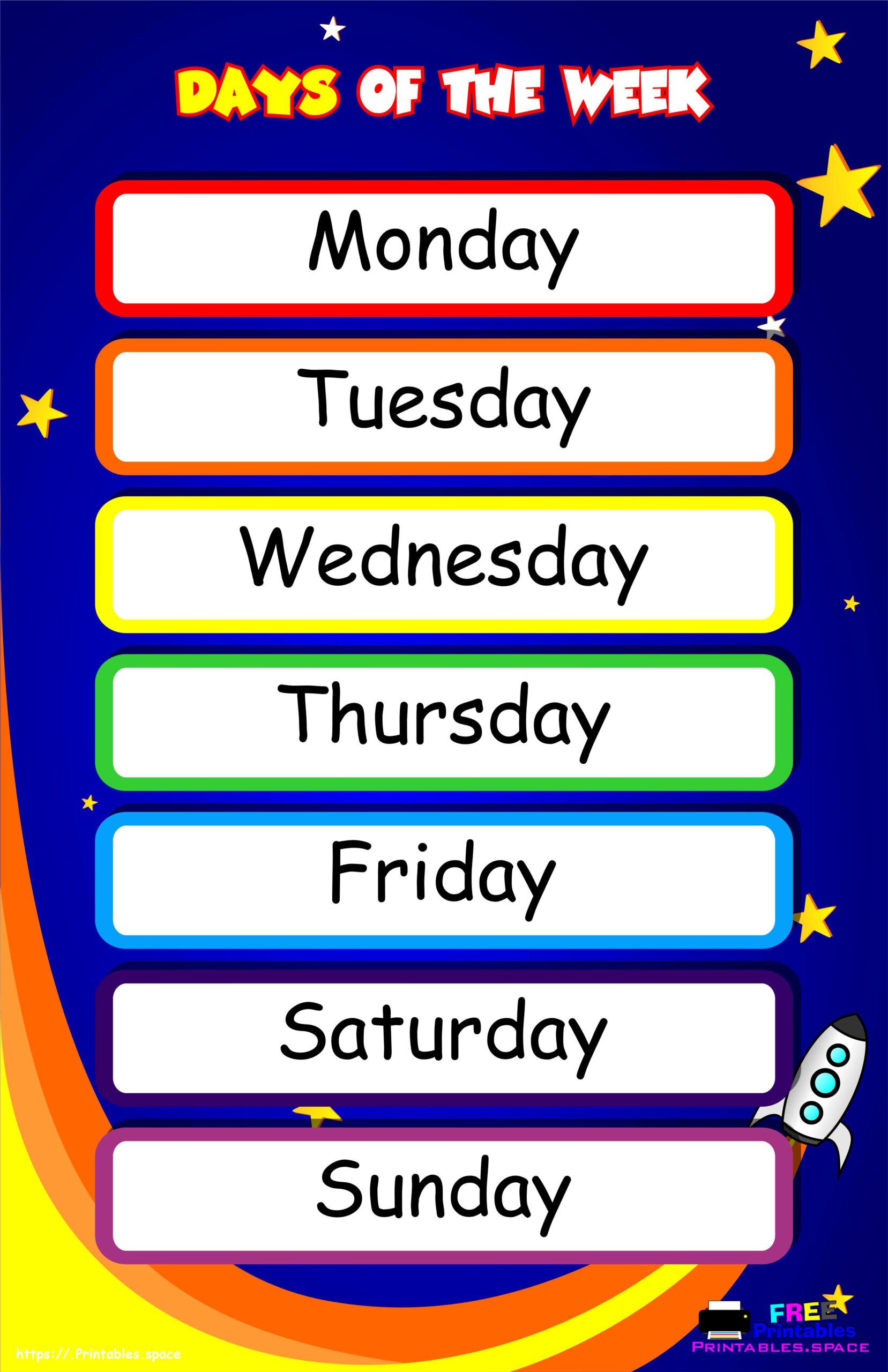 Days Of The Week Free Printable