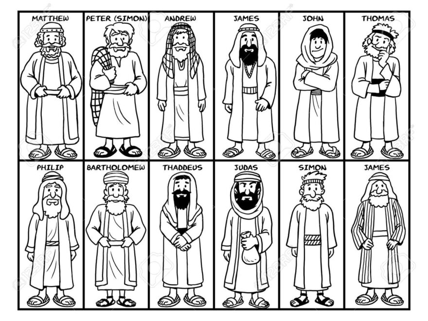 Coloring Page Of Jesus Twelve Disciples Stock Photo Picture And Royalty Free Image Image 126584206