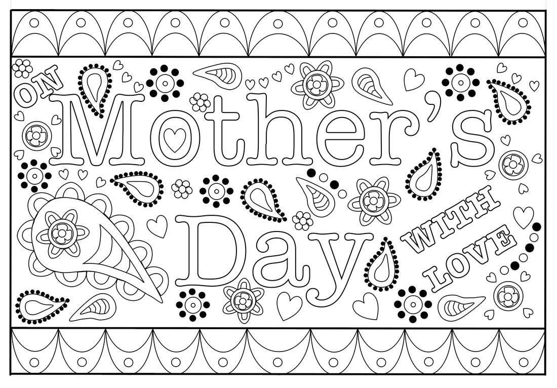 Colouring Mothers Day Card Free Printable Template