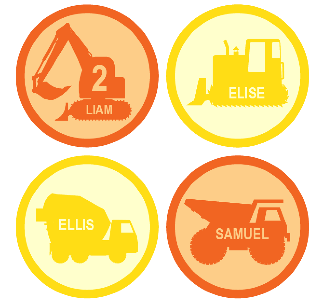 Construction Party Hats Favors Personalized Stickers Template Merriment Design