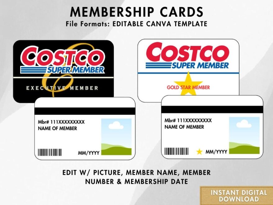 Costco Inspired Membership Cards digital Template Replica Etsy