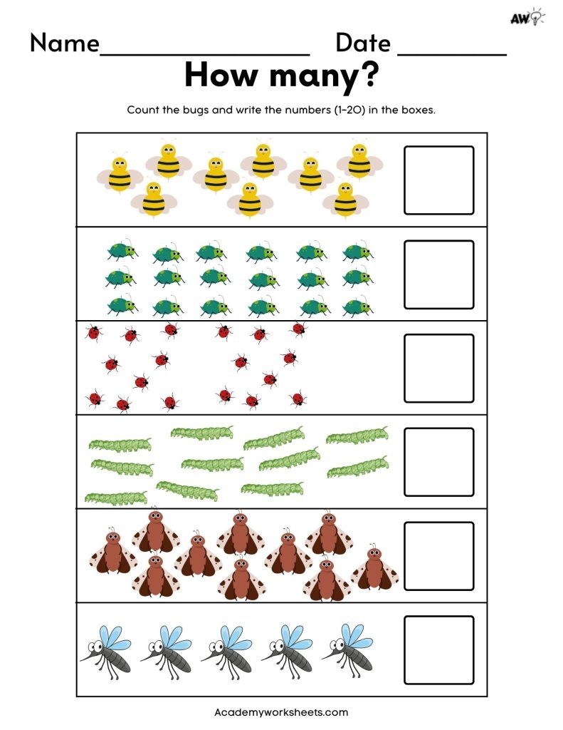 Count And Match Worksheets 1 20 Academy Worksheets