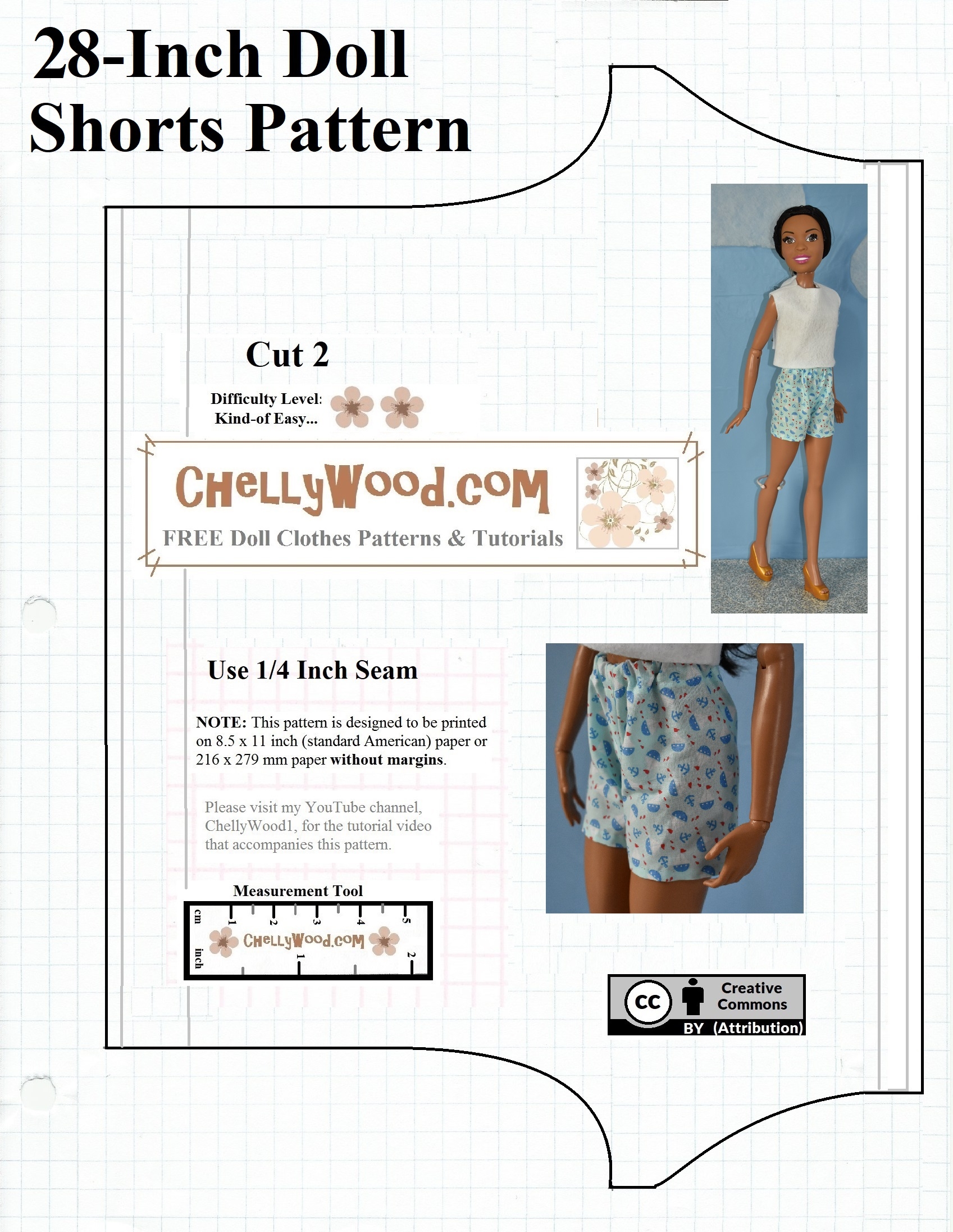 Crafty And Free Printable Shorts patterns For 28 inch dolls ChellyWood Free Doll Clothes Patterns