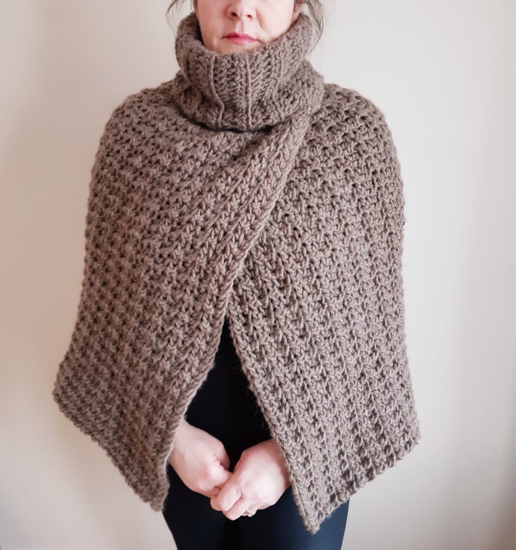 CROCHET PONCHO W Turtleneck Free Pattern Lulostitchco