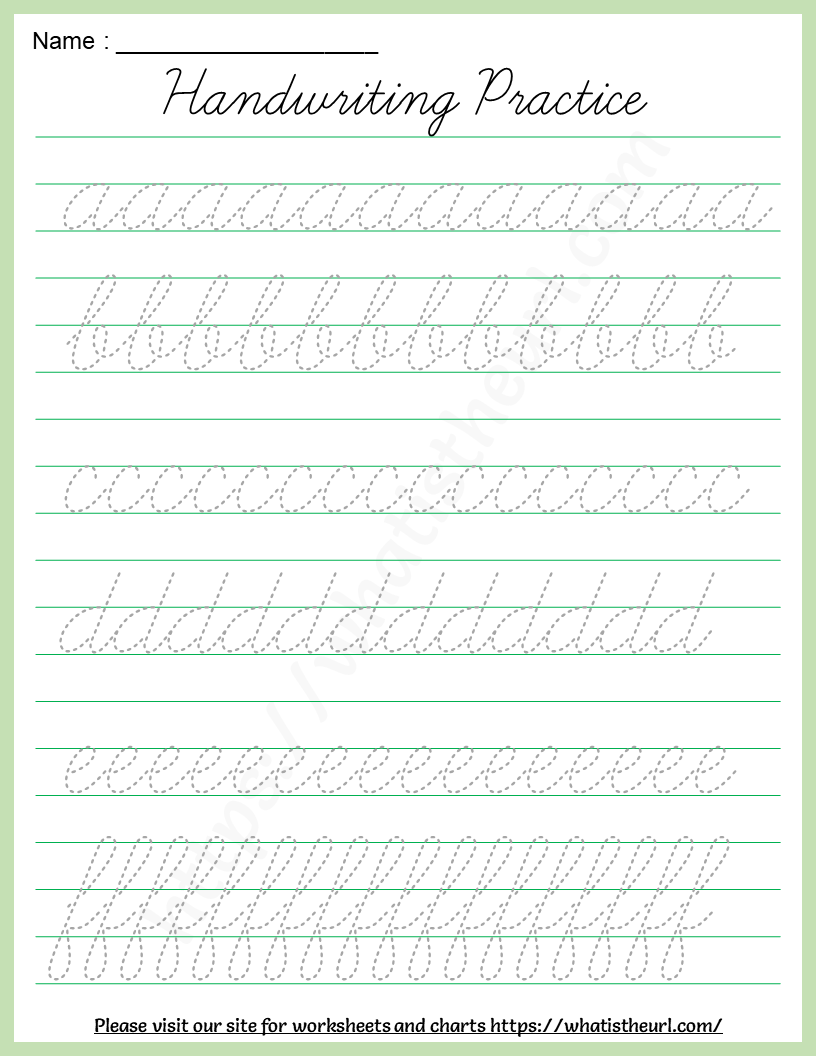 DNealian Cursive Handwriting Worksheets Printable